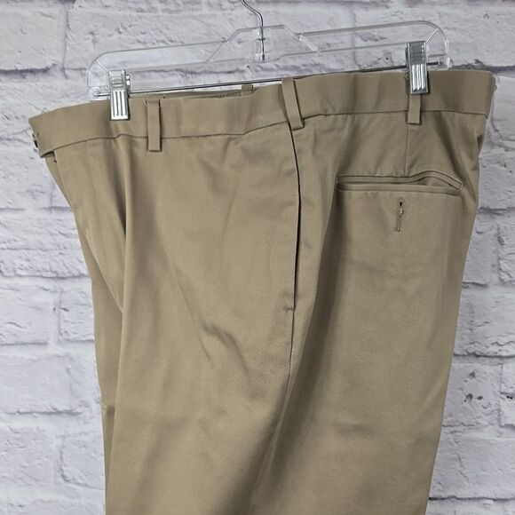 Perry Ellis Portfolio 38/29 Men Twill Dress Pant No-Iron Flat Front Tan Straight - Picture 8 of 13